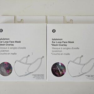 2 x NIB LULULEMON DD5Y/RHIG Yellow Ear Loop Face Mask Mesh Overlay Unisex OS